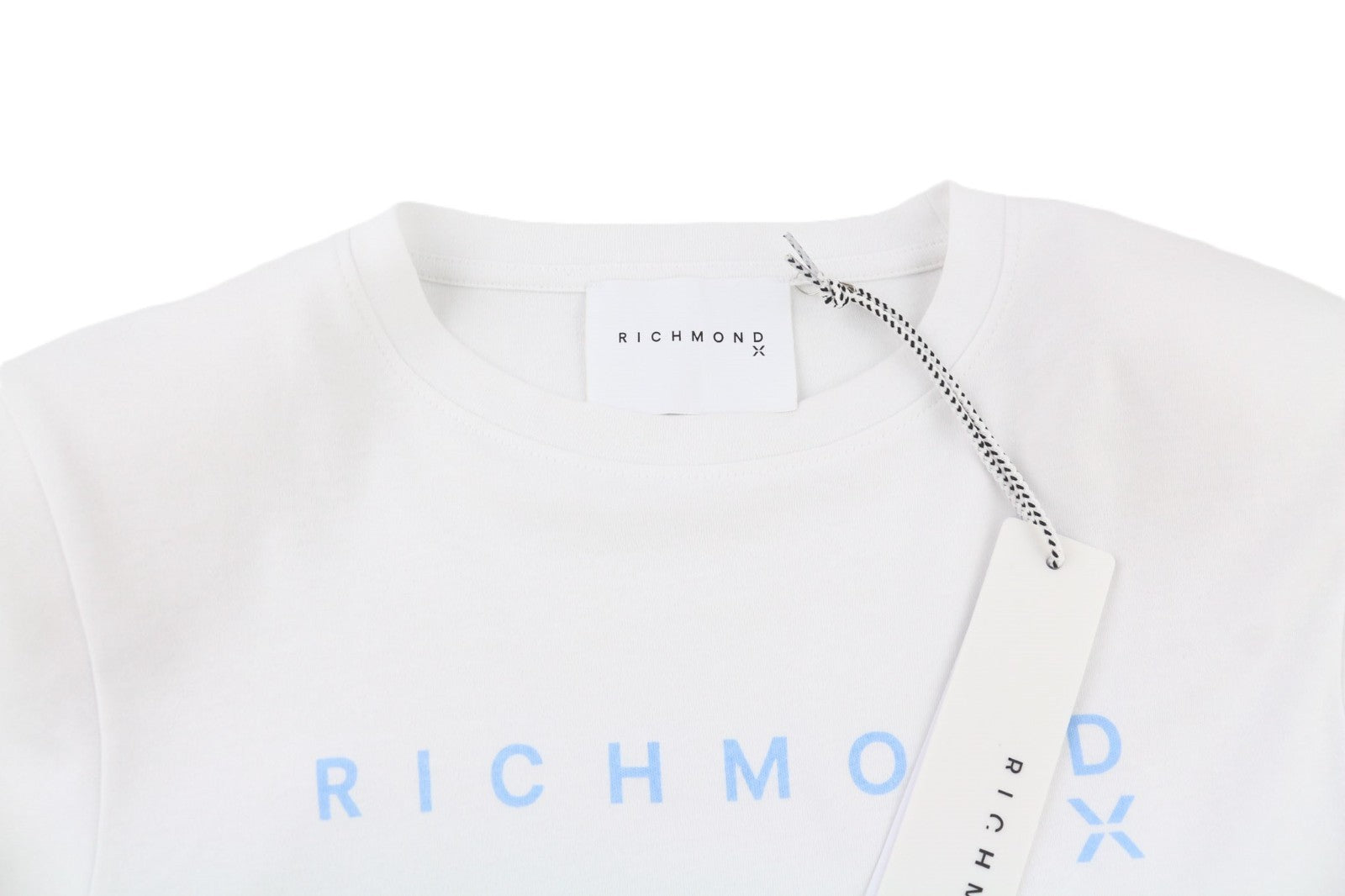 JOHN RICHMOND Women's T-Shirt S White Shoulder Pads Crew Logo Short Sleeve