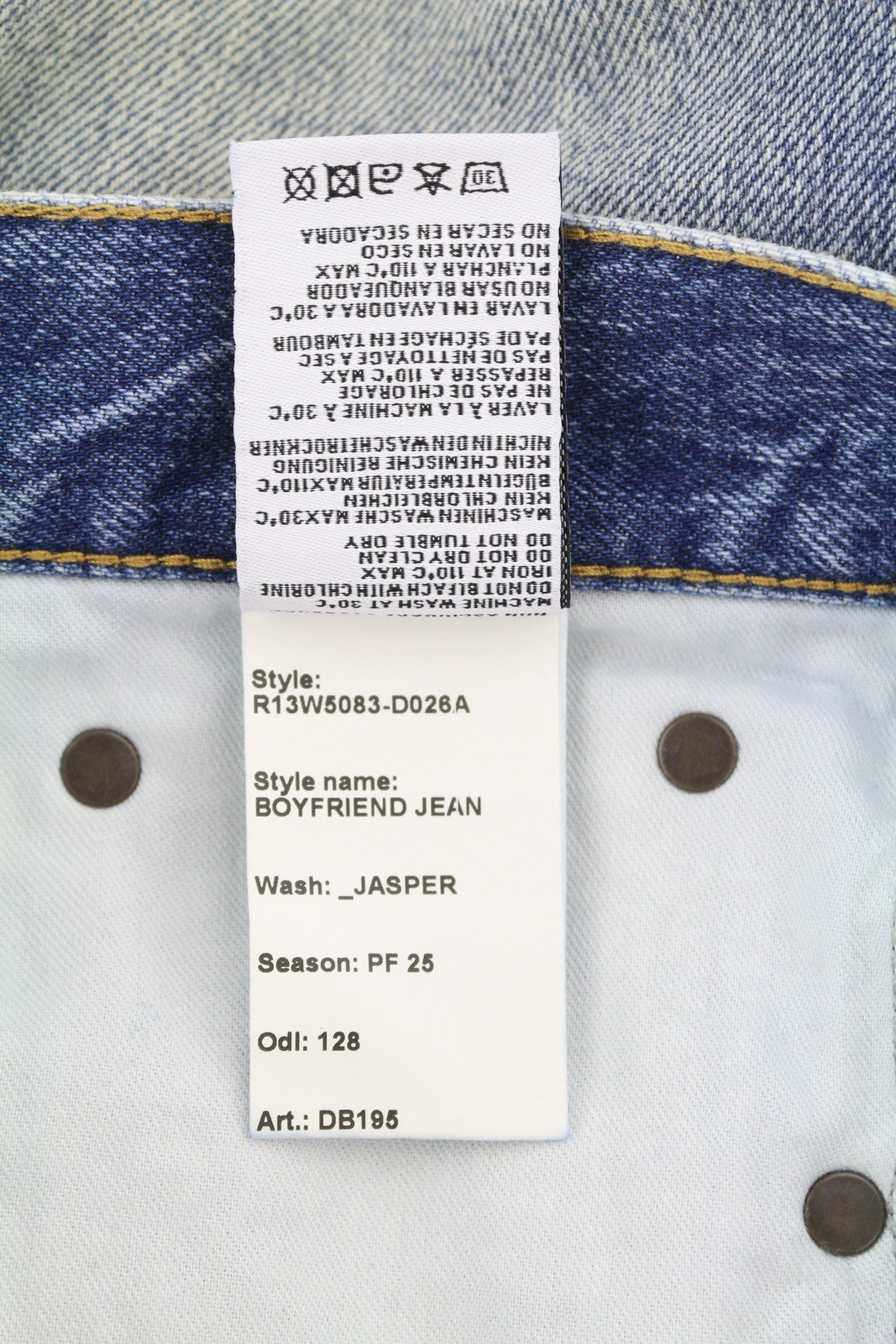 R13 Boyfriend moteriški džinsai 27 Jasper trumpinti ūsai išblukusi mėlyna PF25 RRP699 