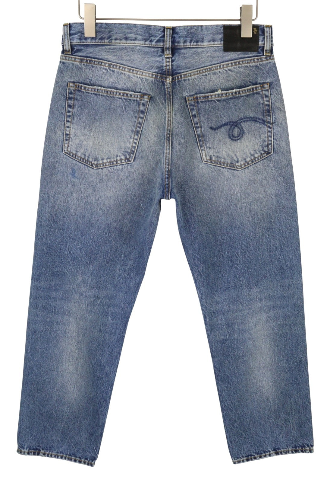 R13 Boyfriend moteriški džinsai 27 Jasper trumpinti ūsai išblukusi mėlyna PF25 RRP699 