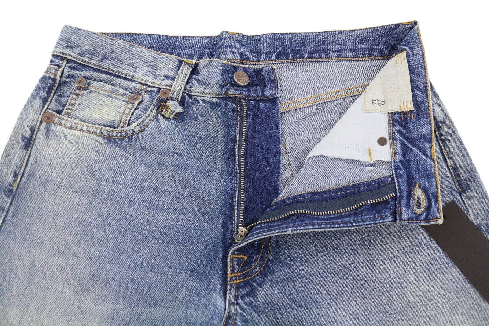 R13 Boyfriend moteriški džinsai 27 Jasper trumpinti ūsai išblukusi mėlyna PF25 RRP699 