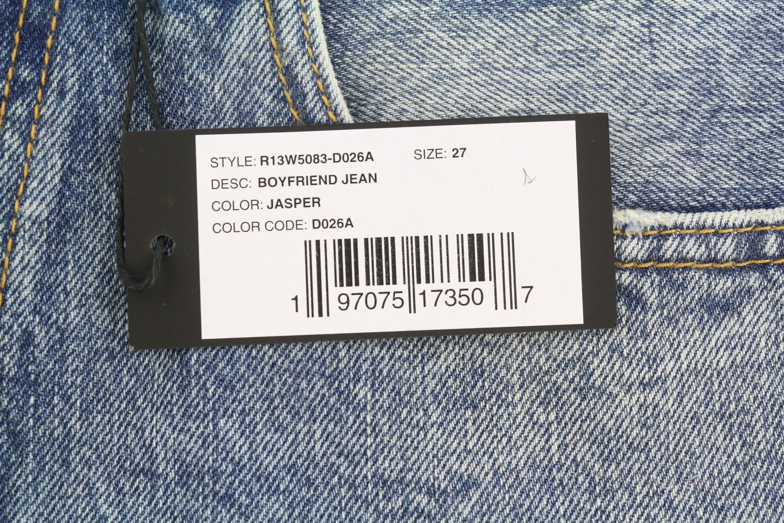 R13 Boyfriend moteriški džinsai 27 Jasper trumpinti ūsai išblukusi mėlyna PF25 RRP699 