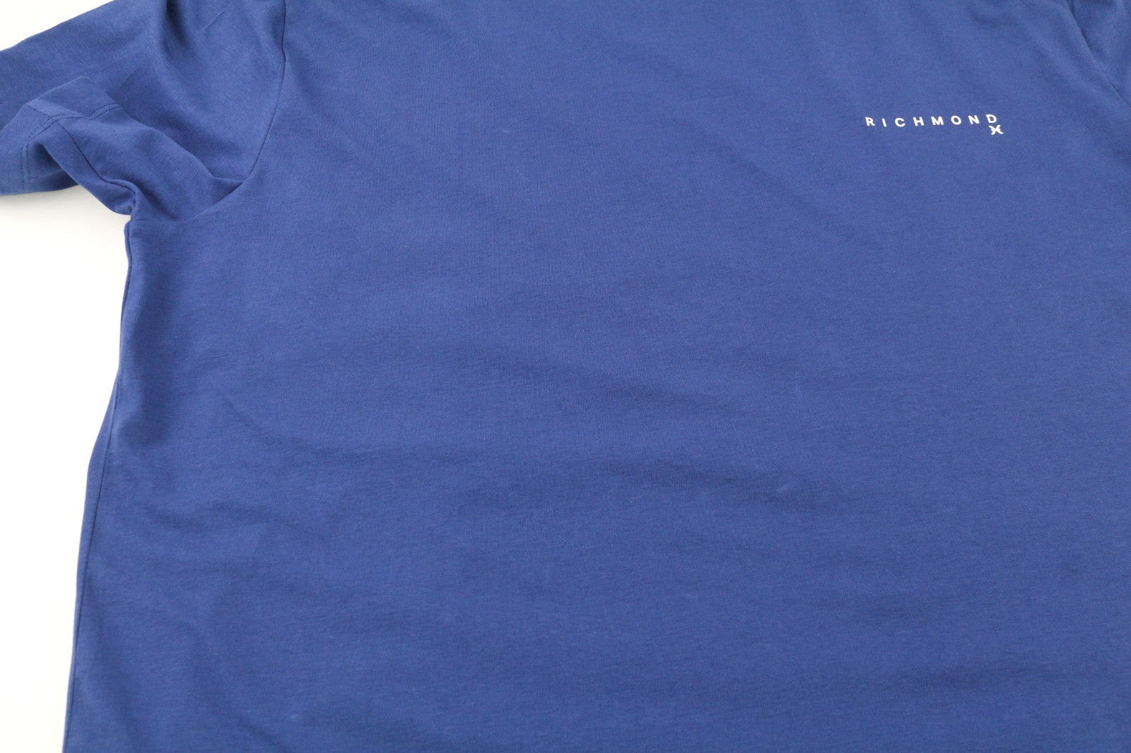 RICHMOND Men's T-Shirt M Blue Crew Short Sleeve Cotton Logo Stretch All Seasons