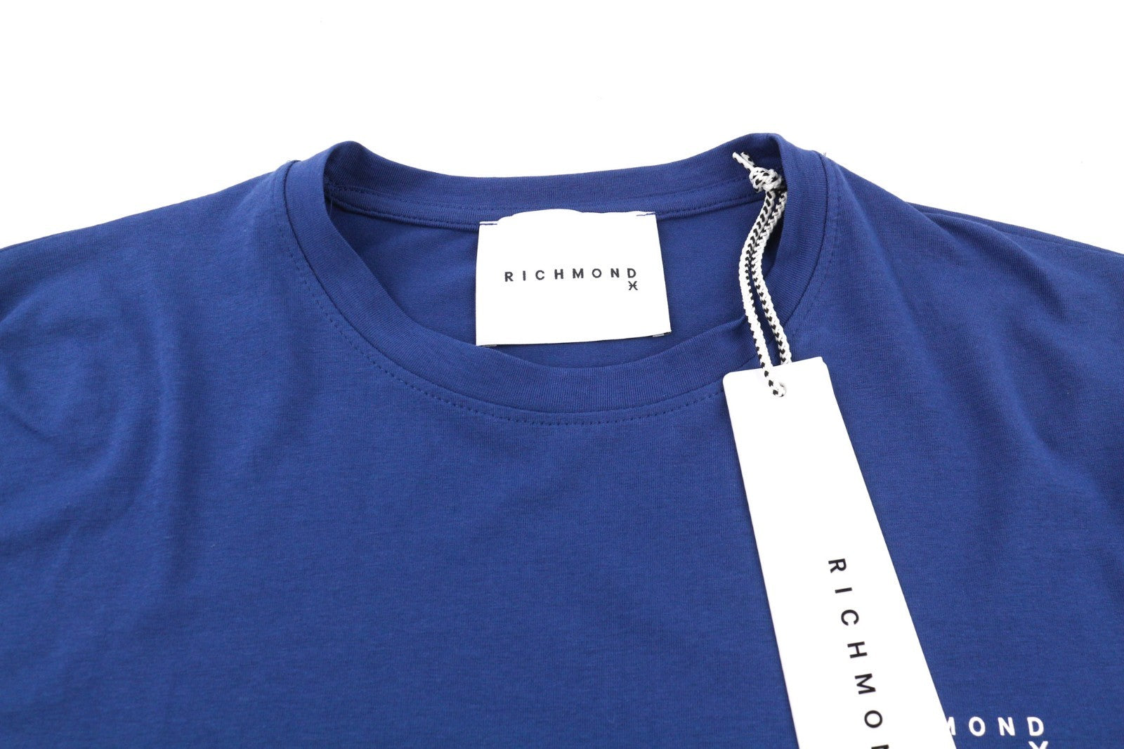 RICHMOND Men's T-Shirt M Blue Crew Short Sleeve Cotton Logo Stretch All Seasons