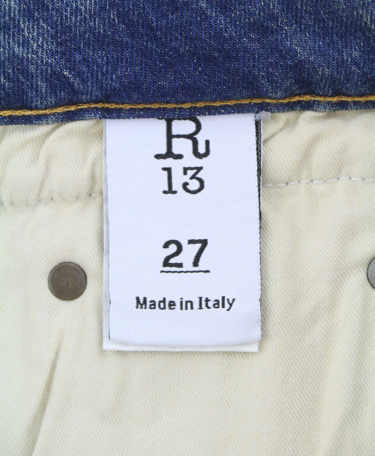 R13 berniukiški tiesūs moteriški džinsai 27 Kelly tamprūs trumpi išblukintos mėlynos spalvos džinsai RRP699 