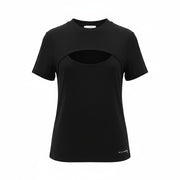 RICHMOND Women's T-Shirt S Black Crew Cut-Out Short Sleeve Logo All Seasons