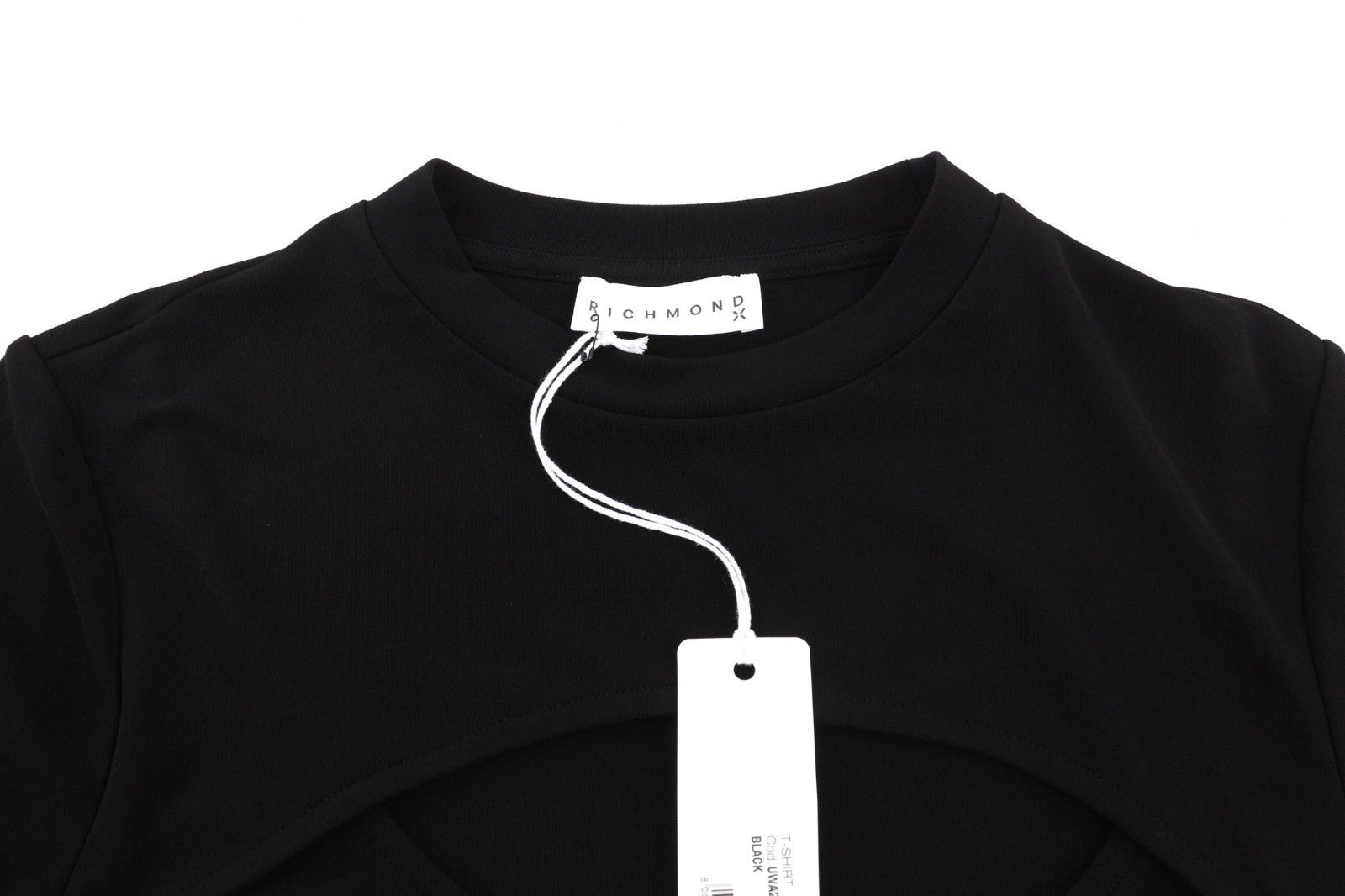 RICHMOND Women's T-Shirt S Black Crew Cut-Out Short Sleeve Logo All Seasons