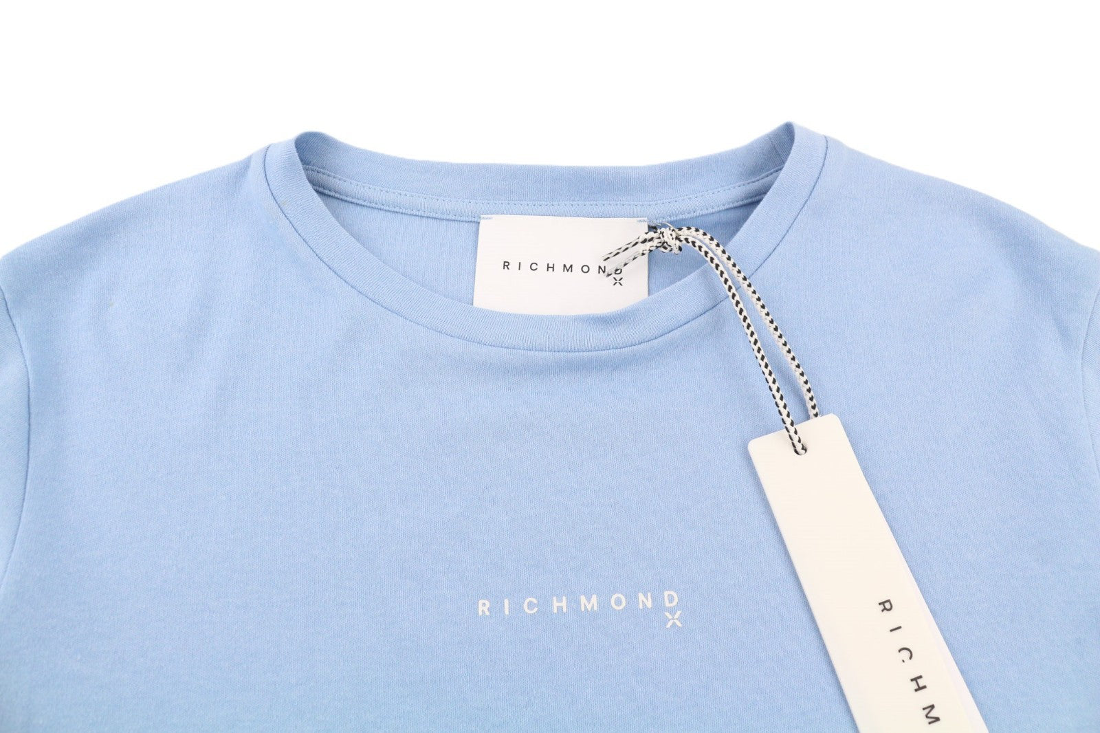 JOHN RICHMOND Women's T-Shirt S Light Blue Oversized Crew Front Short Sleeve
