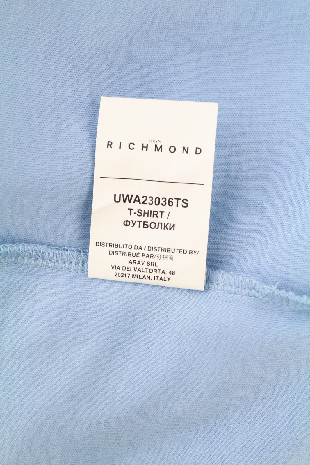 JOHN RICHMOND Women's T-Shirt S Light Blue Oversized Crew Front Short Sleeve