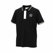 JOHN RICHMOND Men's T-Shirt M Black Polo Short Sleeve Patch Logo All Seasons