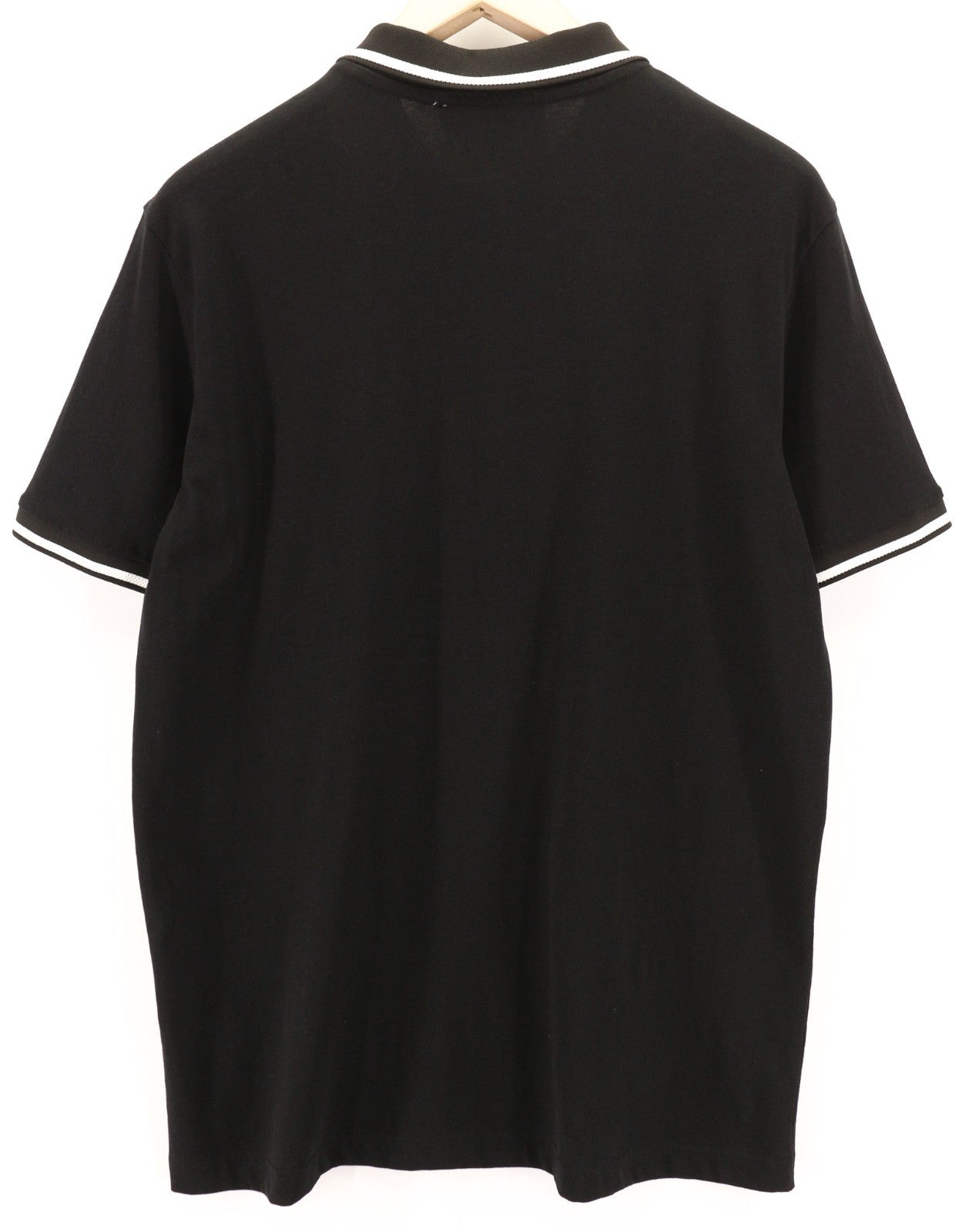 JOHN RICHMOND Men's T-Shirt M Black Polo Short Sleeve Patch Logo All Seasons