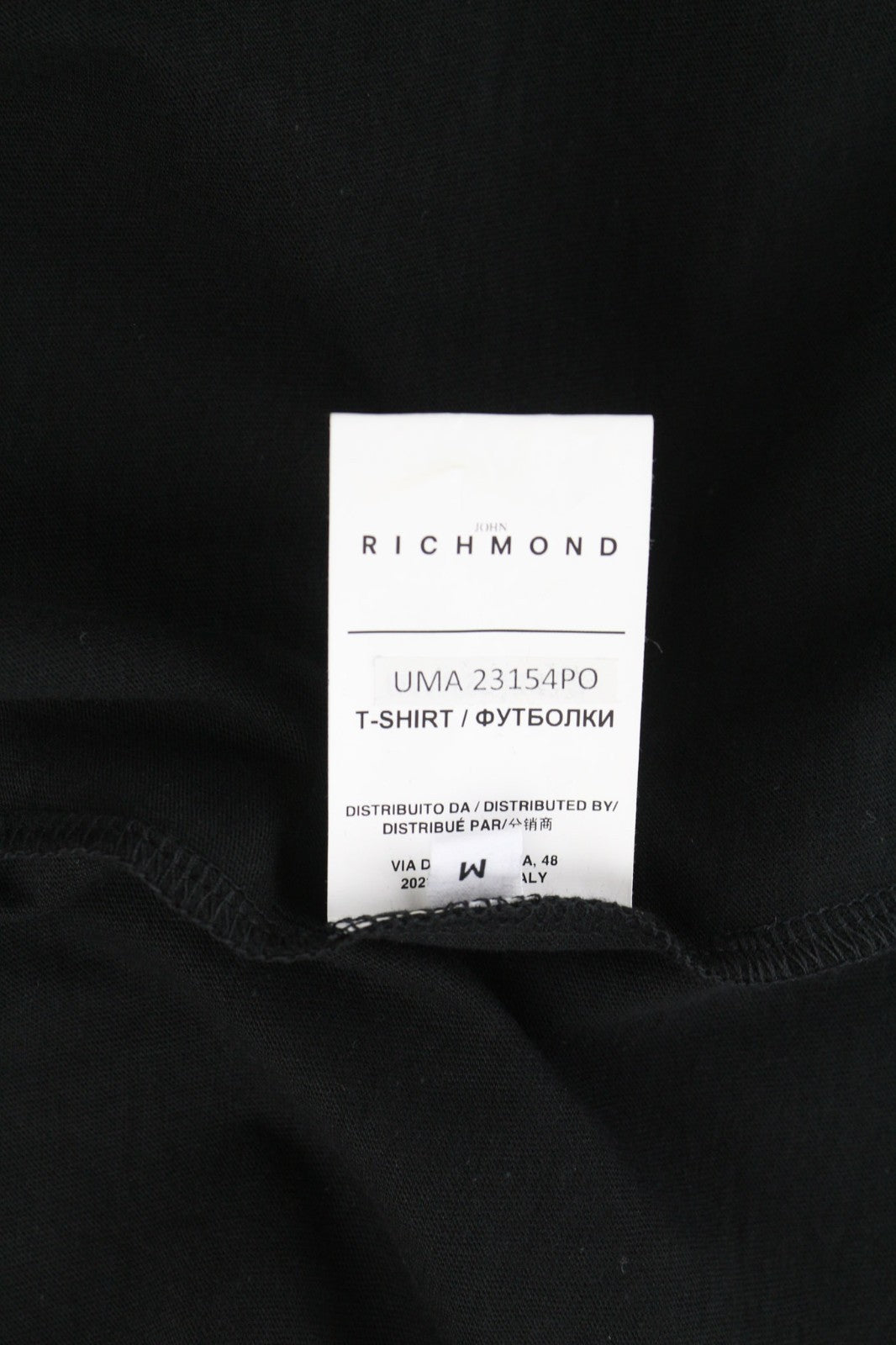JOHN RICHMOND Men's T-Shirt M Black Polo Short Sleeve Patch Logo All Seasons
