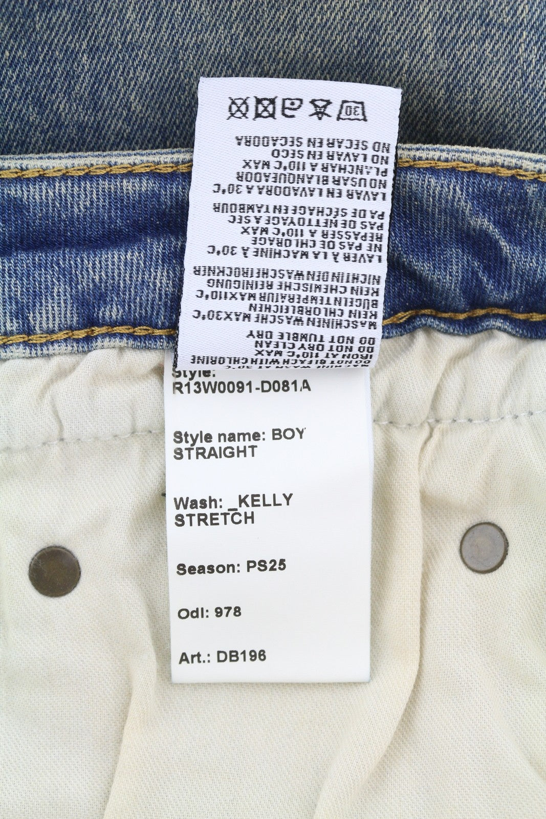 R13 berniukiški tiesūs moteriški džinsai, 31, Kelly tamprūs, trumpi, išblukintos mėlynos spalvos, PS25, RRP699