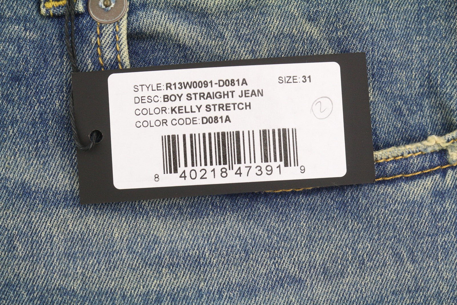 R13 berniukiški tiesūs moteriški džinsai, 31, Kelly tamprūs, trumpi, išblukintos mėlynos spalvos, PS25, RRP699