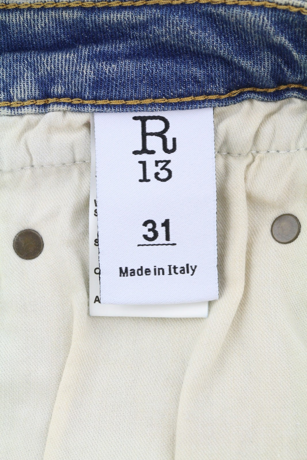 R13 berniukiški tiesūs moteriški džinsai, 31, Kelly tamprūs, trumpi, išblukintos mėlynos spalvos, PS25, RRP699