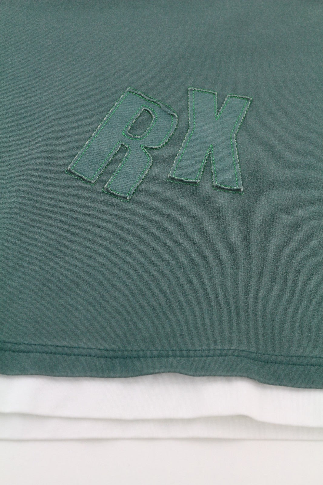 JOHN RICHMOND Men's T-Shirt L Green Oversized Crew Neck Patch Logo Short Sleeve