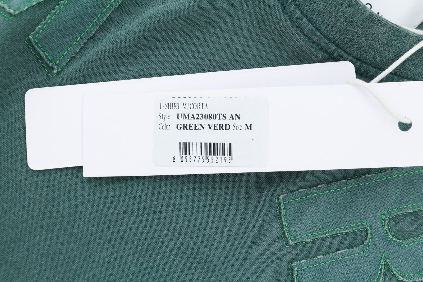 JOHN RICHMOND Men's T-Shirt L Green Oversized Crew Neck Patch Logo Short Sleeve