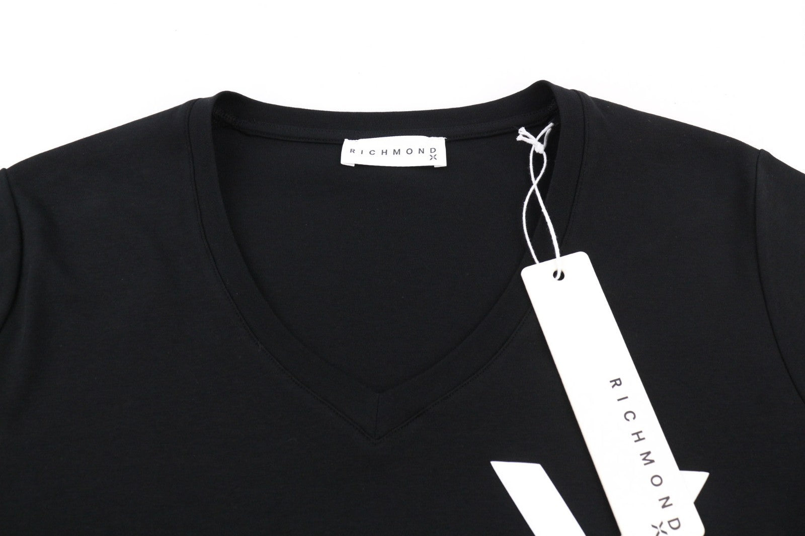 RICHMOND Women's T-Shirt S Black V-Neck Logo Short Sleeve Casual All Seasons