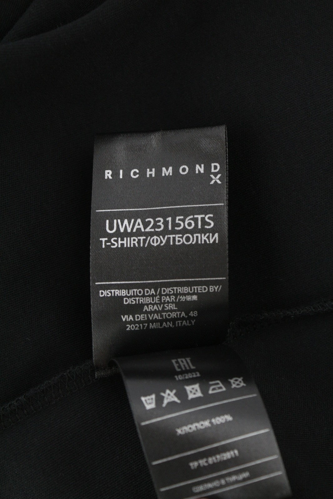 RICHMOND Women's T-Shirt S Black V-Neck Logo Short Sleeve Casual All Seasons