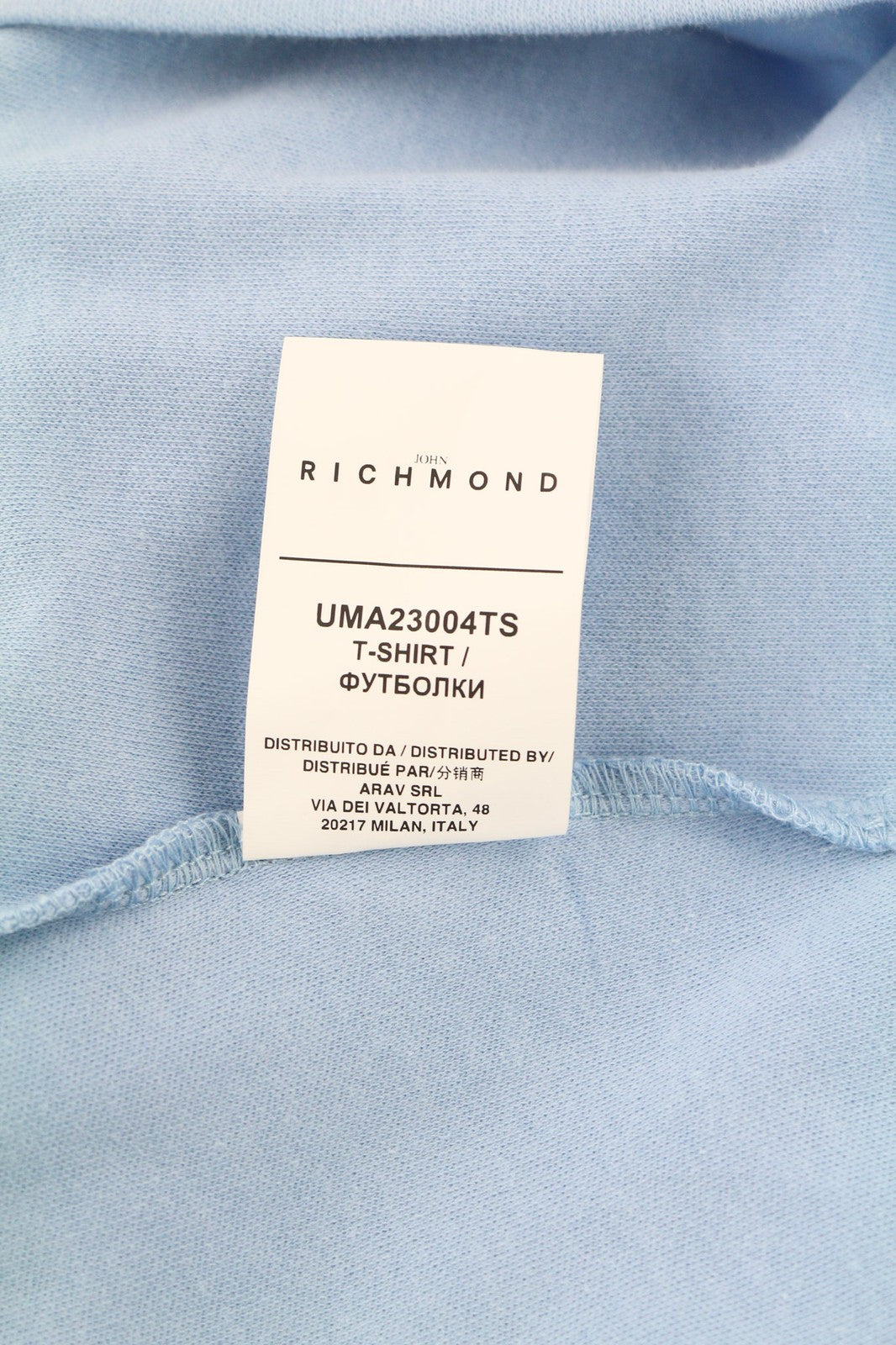 JOHN RICHMOND Men's T-Shirt M Blue Placid Crew Oversized Short Sleeve Printed