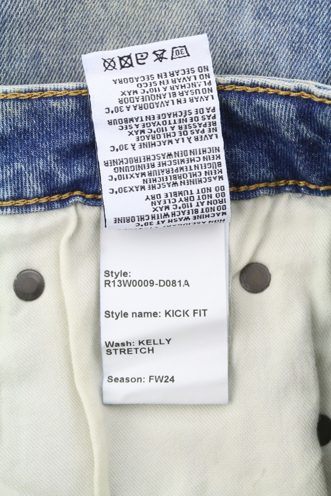 R13 Kick Fit moteriški džinsai 29 Kelly Stretch platėjančios trumpintos iki kulkšnių blukusios mėlynos spalvos RRP699 