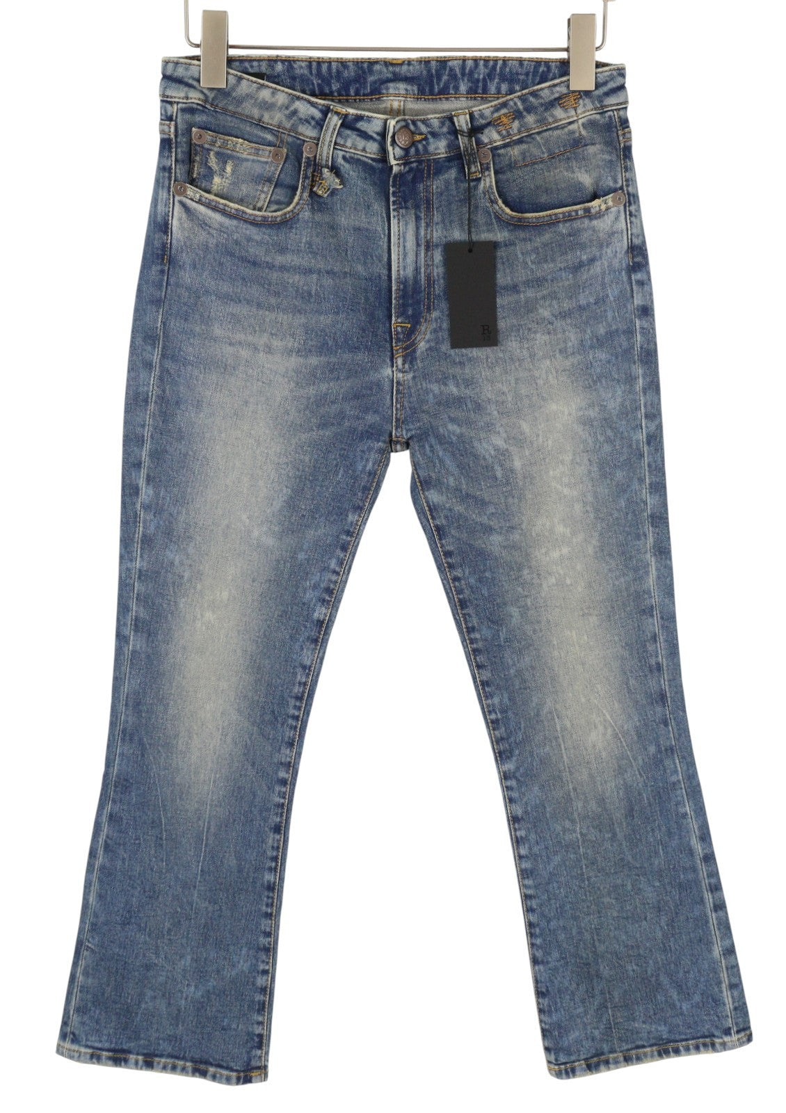 R13 Kick Fit Women Jeans 29 Kelly Stretch Flare Cropped Ankle Faded Blue RRP699