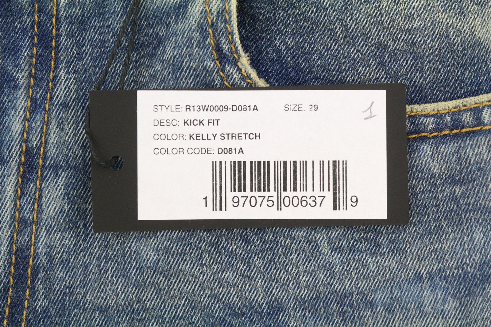 R13 Kick Fit moteriški džinsai 29 Kelly Stretch platėjančios trumpintos iki kulkšnių blukusios mėlynos spalvos RRP699 