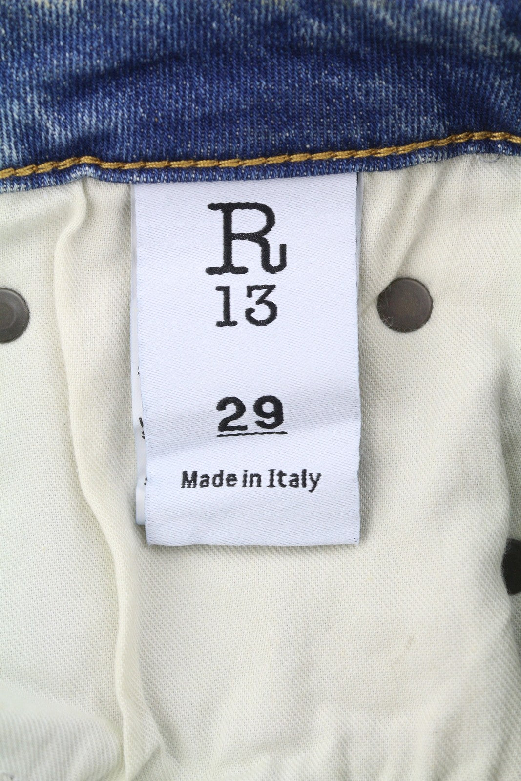 R13 Kick Fit moteriški džinsai 29 Kelly Stretch platėjančios trumpintos iki kulkšnių blukusios mėlynos spalvos RRP699 