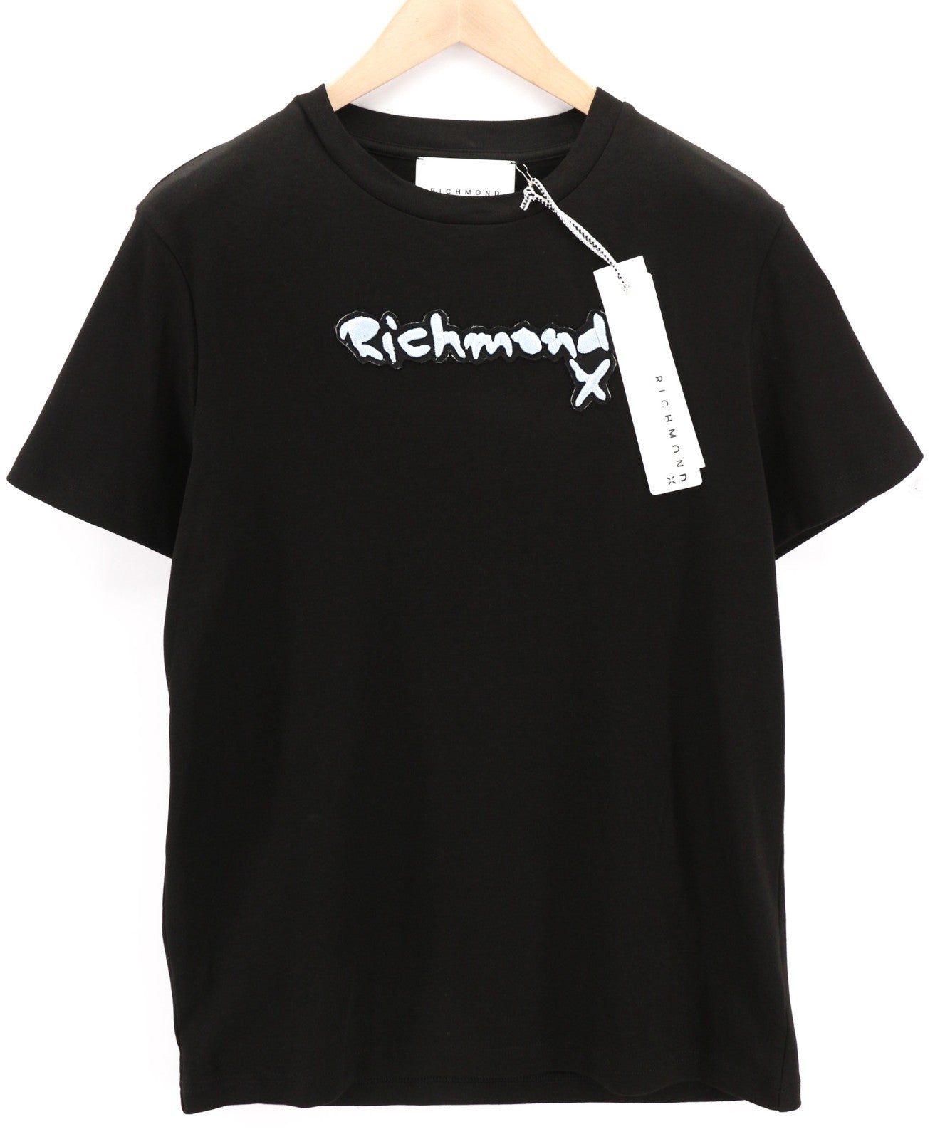 JOHN RICHMOND Men's T-Shirt M Black Crew Short Sleeve Logo Print All Seasons