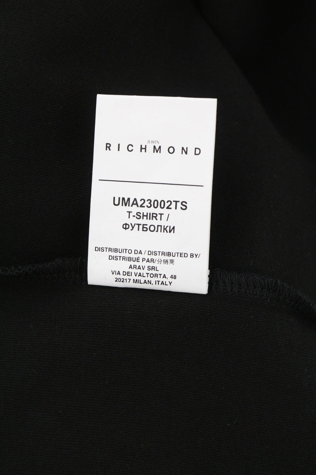 JOHN RICHMOND Men's T-Shirt M Black Crew Short Sleeve Logo Print All Seasons