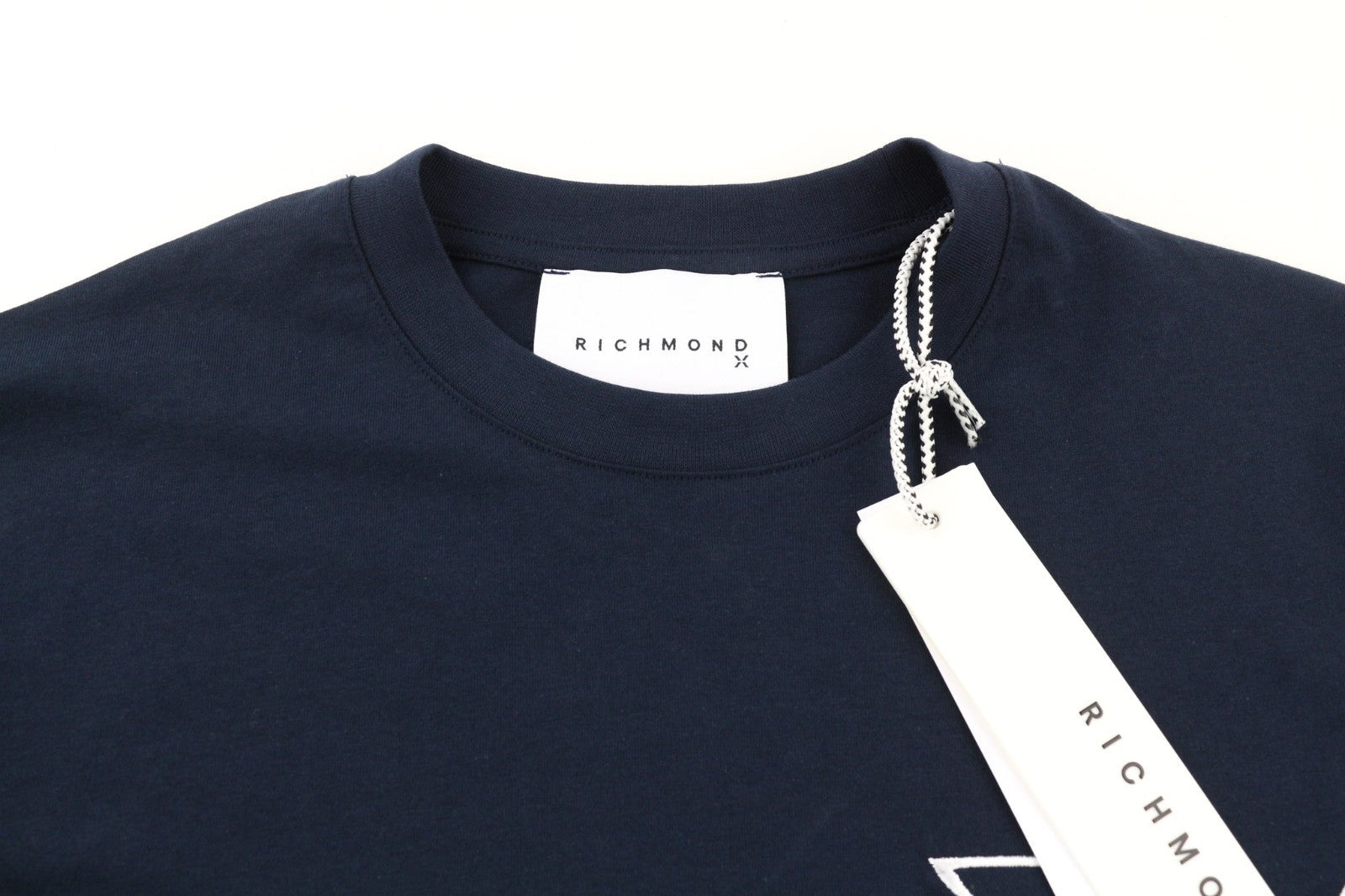 RICHMOND Men's T-Shirt M Dark Blue Crew Short Sleeve Front Logo All Seasons