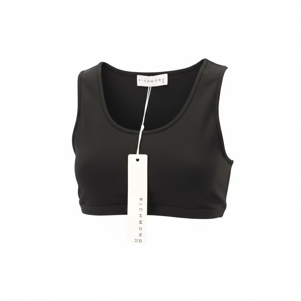 RICHMOND Fitness Women's T-Shirt S Black Crop Tank Round Logo Neck All Seasons