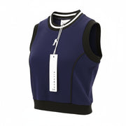 RICHMOND Women's T-Shirt S Dark Blue Sleeveless Crop Tank Logo Stretch Crew