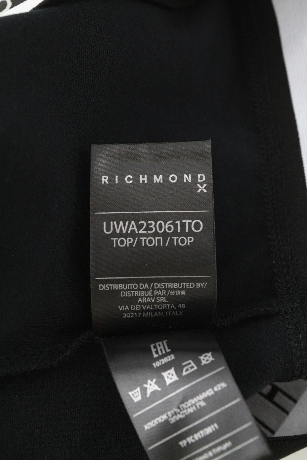 RICHMOND Fitness Women's T-Shirt S Black Sleeveless Zip Crew Crop Logo Stretch