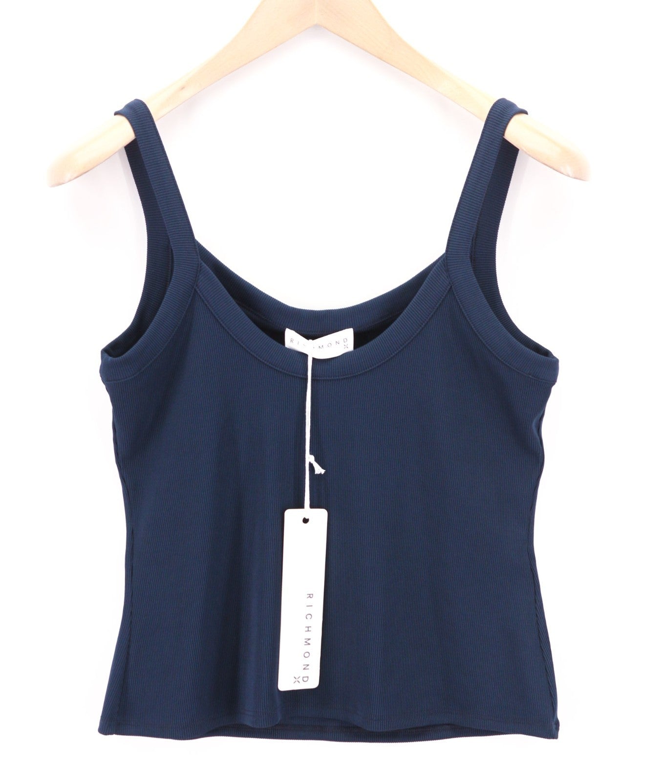 RICHMOND Women's T-Shirt S Navy Sleeveless Ribbed Logo Tank Round Neck Regular