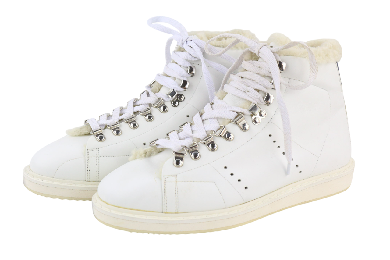 GOLDEN GOOSE GGDB Stargame Men's Sneakers EU43 White Shearling Leather Ankle