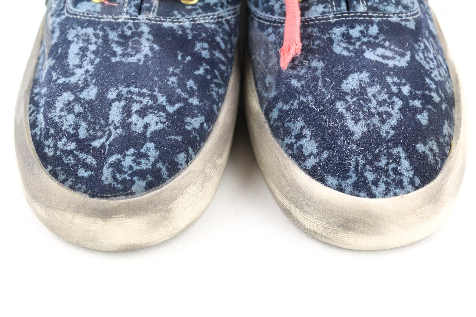 GOLDEN GOOSE vyriški sportbačiai su mėlyna, nešvarių raštų, žemu pamušalu, migdolų spalvos, RRP498 