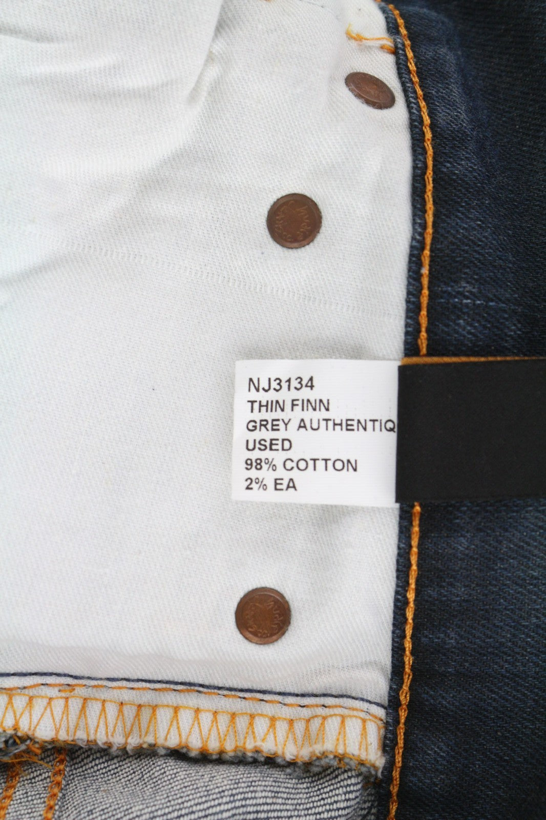 NUDIE JEANS Thin Finn Grey Authentique Used Men's Jeans W28/L34 Slim Cotton Zip