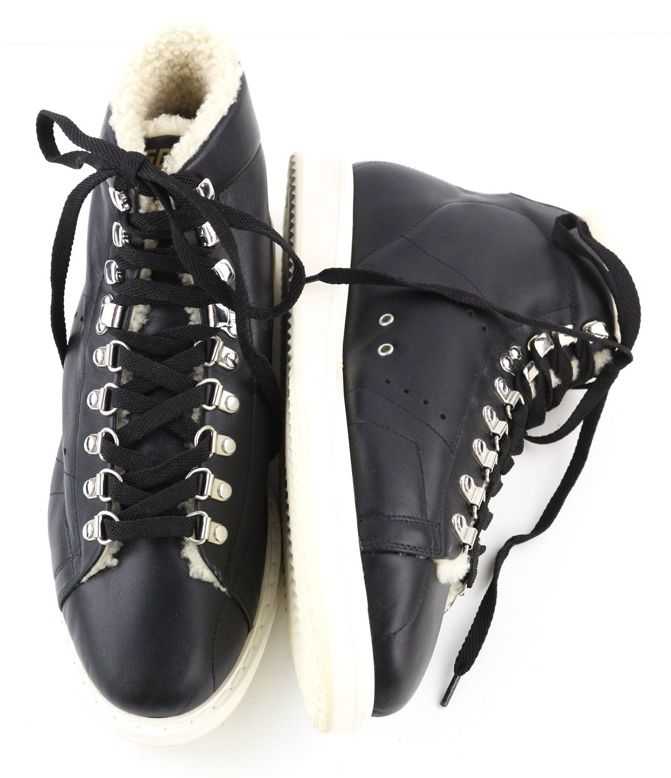 GOLDEN GOOSE GGDB Stargame Men's Sneakers EU43 Black Leather Ankle Top Logo