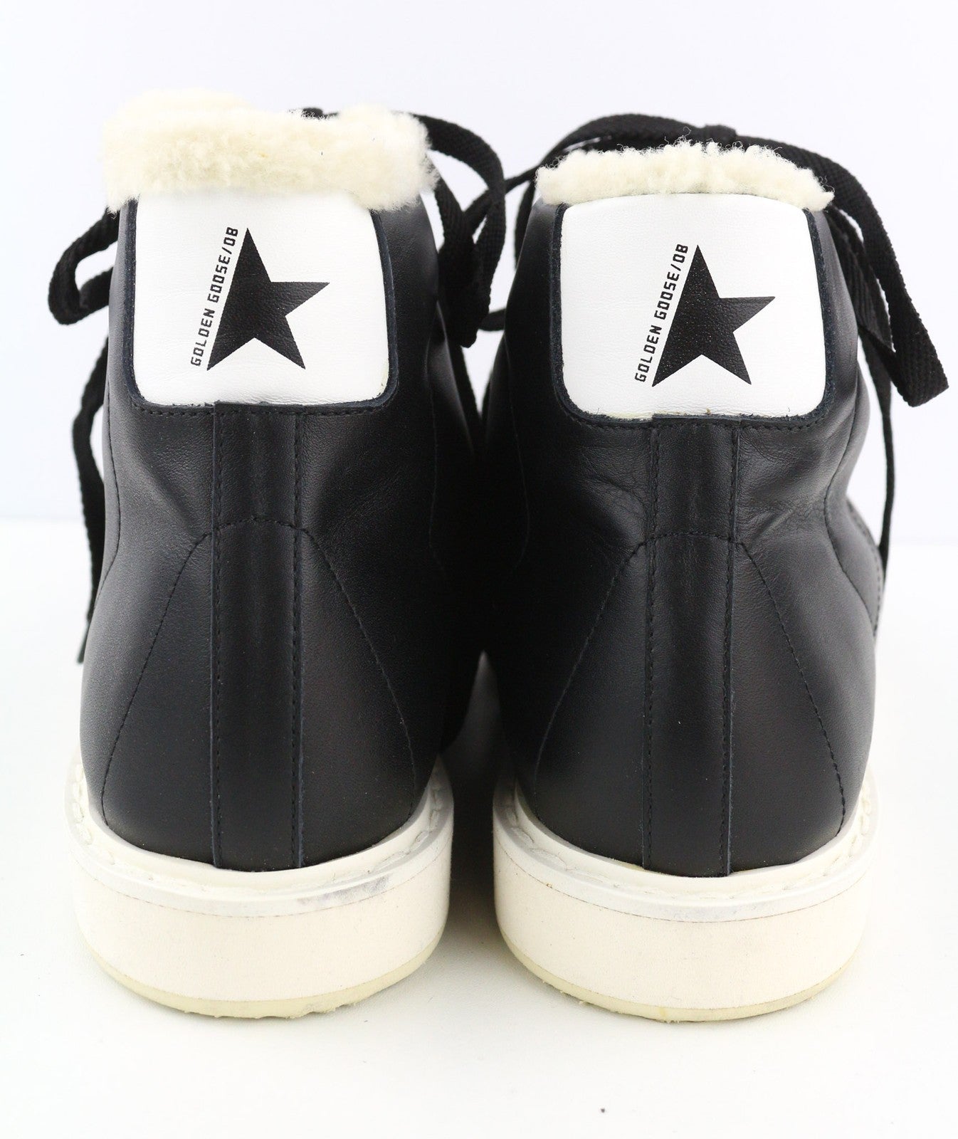 GOLDEN GOOSE GGDB Stargame Men's Sneakers EU43 Black Leather Ankle Top Logo
