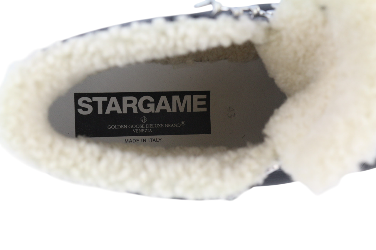 GOLDEN GOOSE GGDB Stargame Men's Sneakers EU43 Black Leather Ankle Top Logo