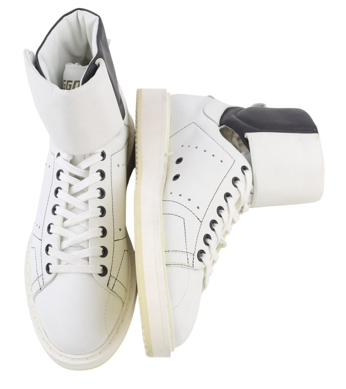 GOLDEN GOOSE Men's Sneakers EU39 White Leather High Top Lace Up Strap