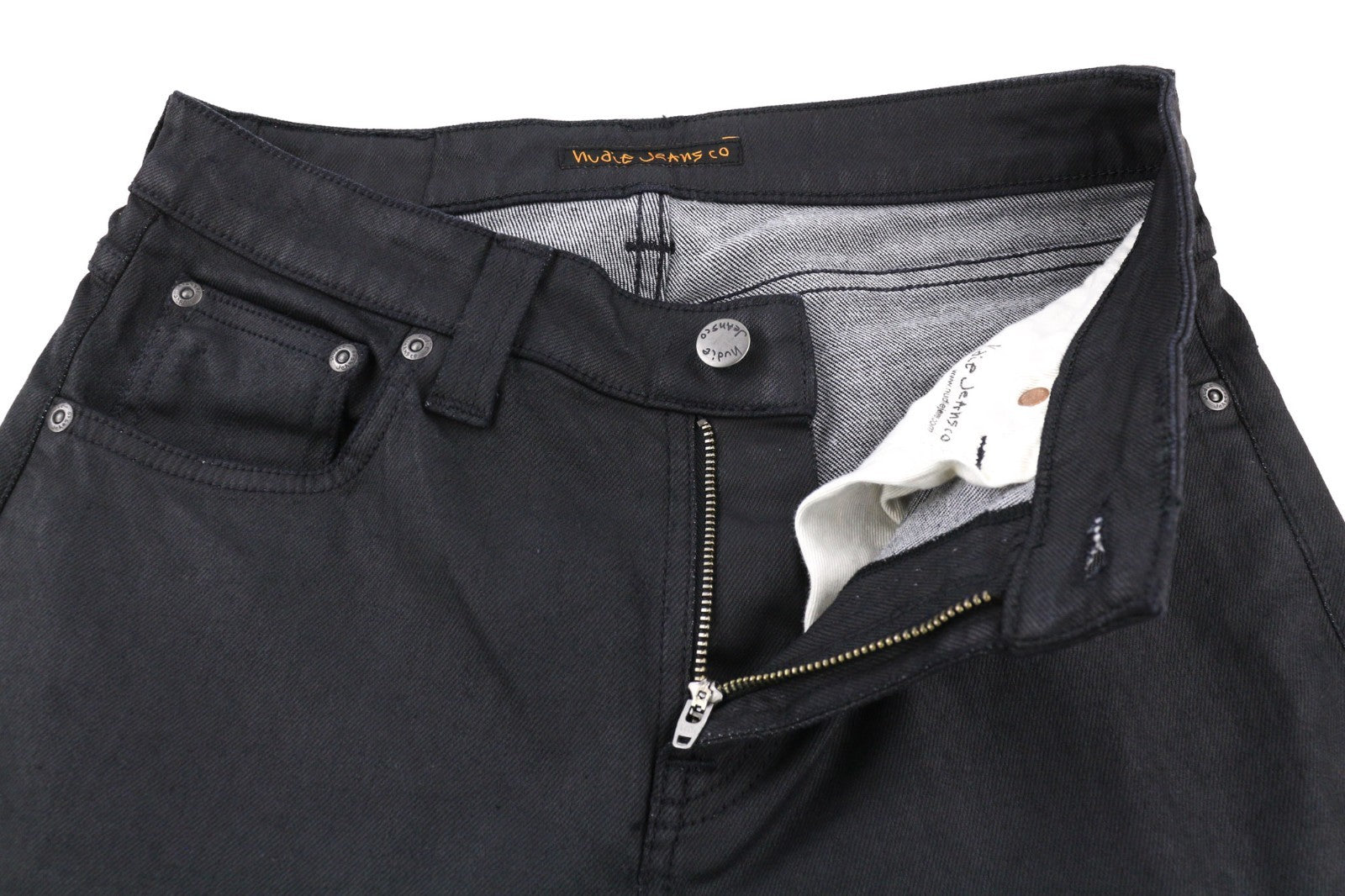 NUDIE JEANS Skinny Lin Men's Jeans W29/L34 Black In Black Coated Cotton Organic