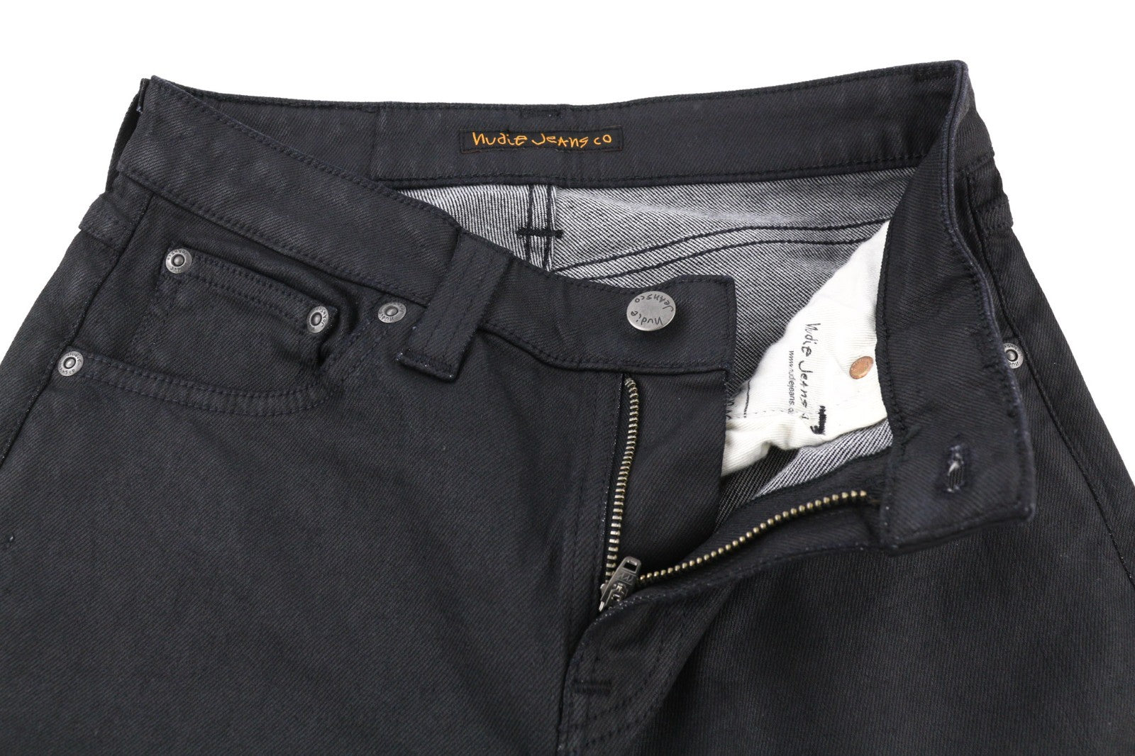 NUDIE JEANS Skinny Lin Men's Jeans W28/L32 Black In Black Coated Organic Dark