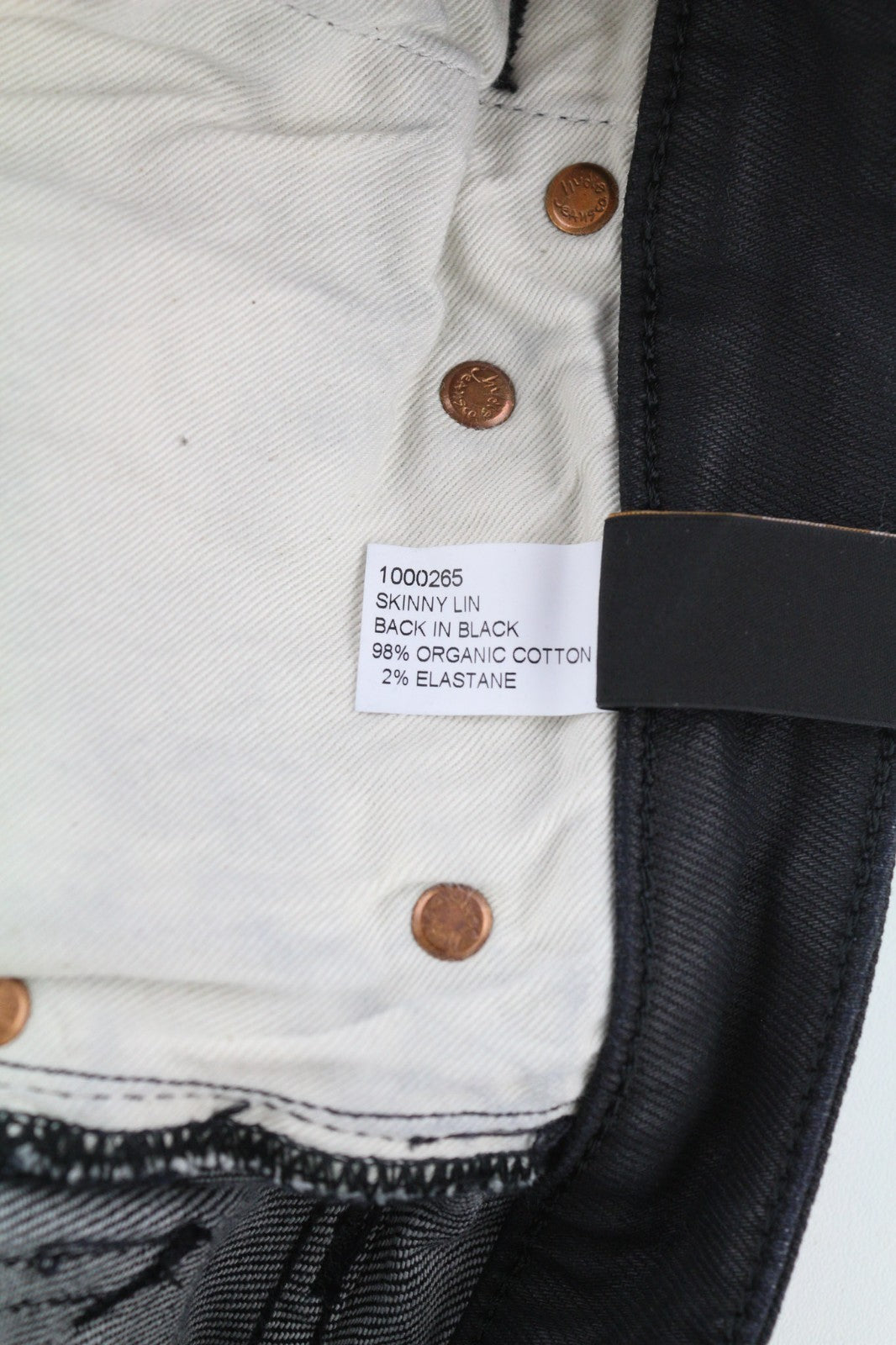 NUDIE JEANS Skinny Lin Men's Jeans W28/L32 Black In Black Coated Organic Dark