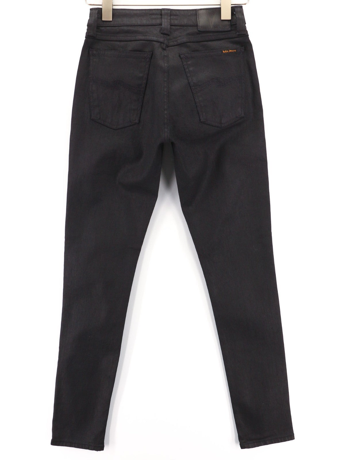 NUDIE JEANS Skinny Lin Men's Jeans W28/L32 Black In Black Coated Organic Denim