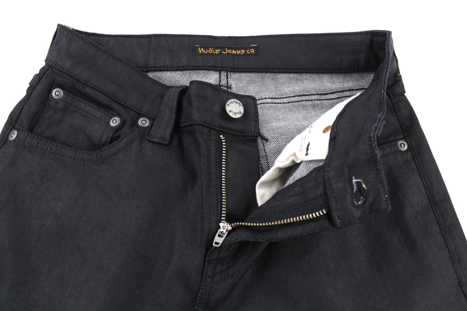 NUDIE JEANS Skinny Lin Men's Jeans W28/L32 Black In Black Coated Organic Denim