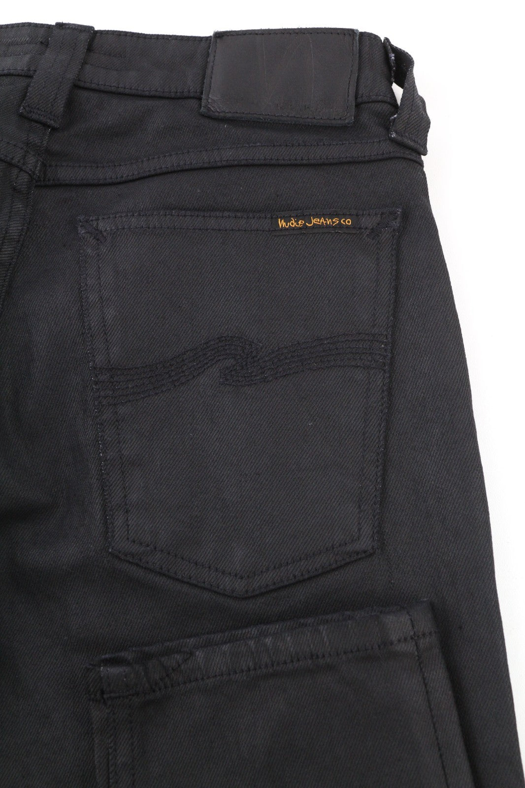 NUDIE JEANS Skinny Lin Men's Jeans W28/L32 Black In Black Coated Zip Organic