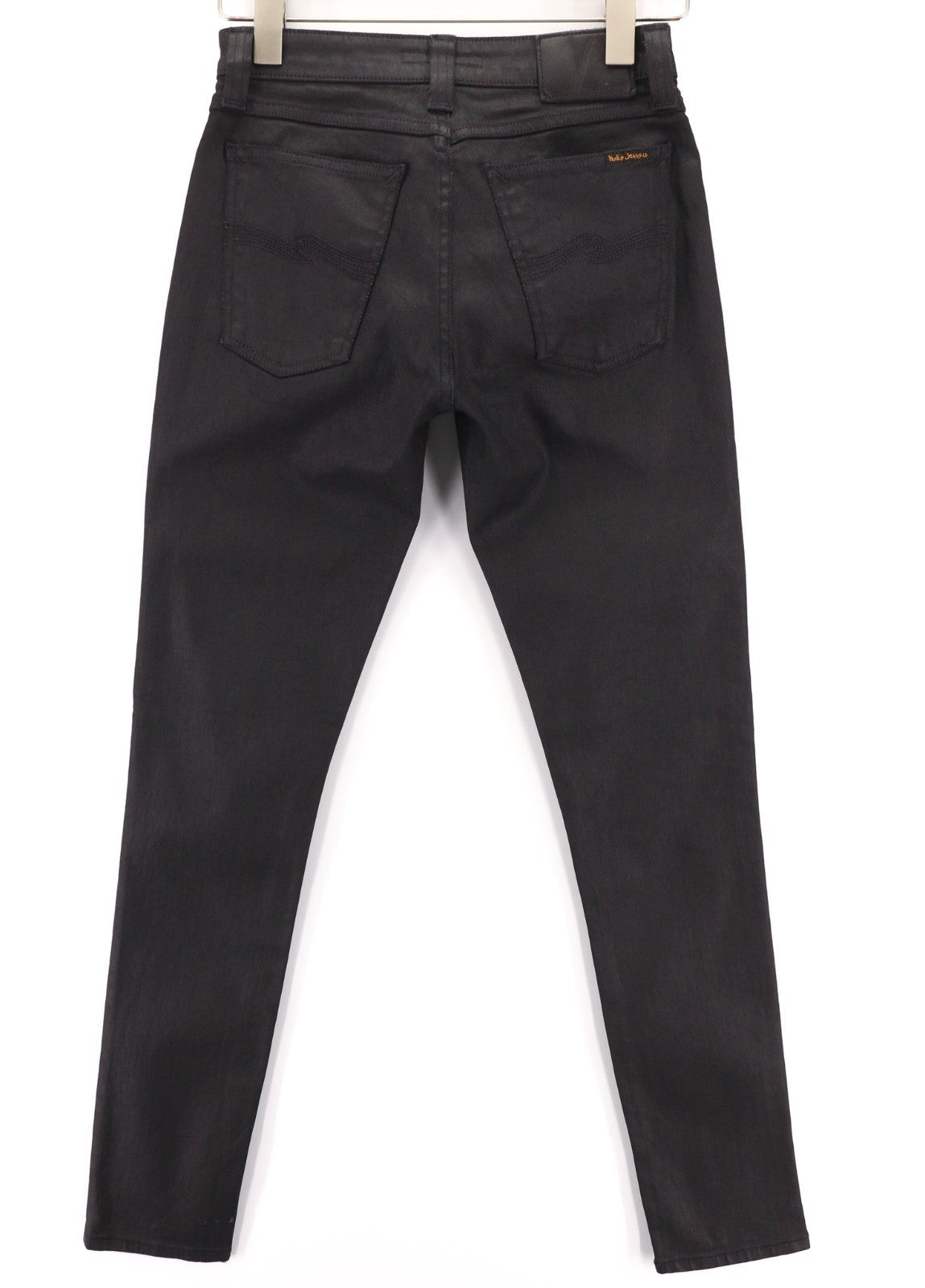 NUDIE JEANS Skinny Lin vyriški džinsai W28/L32 juodi su juodu dengtu medvilniniu užtrauktuku 