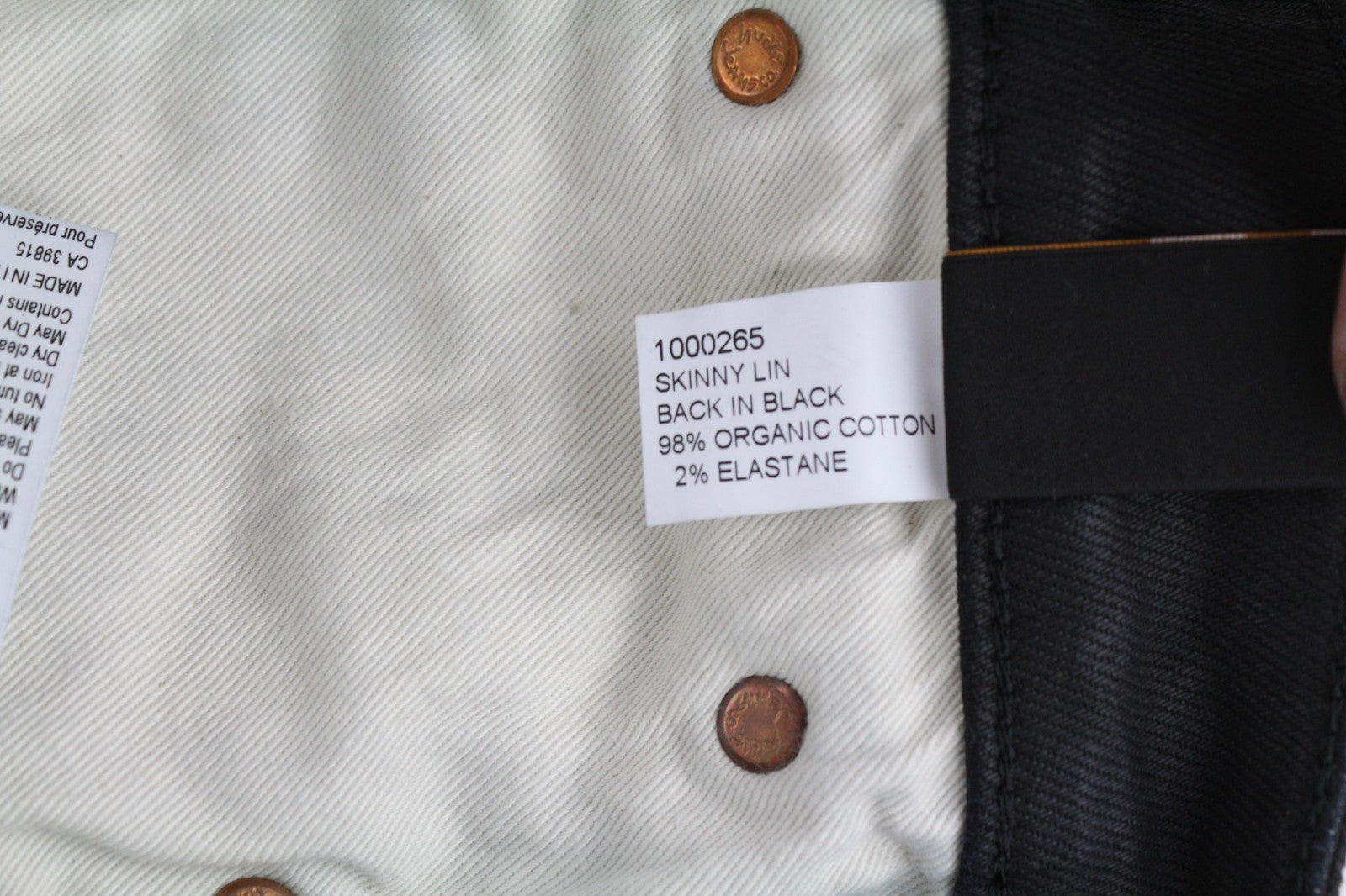 NUDIE JEANS Skinny Lin vyriški džinsai W28/L32 juodi su juodu dengtu medvilniniu užtrauktuku 