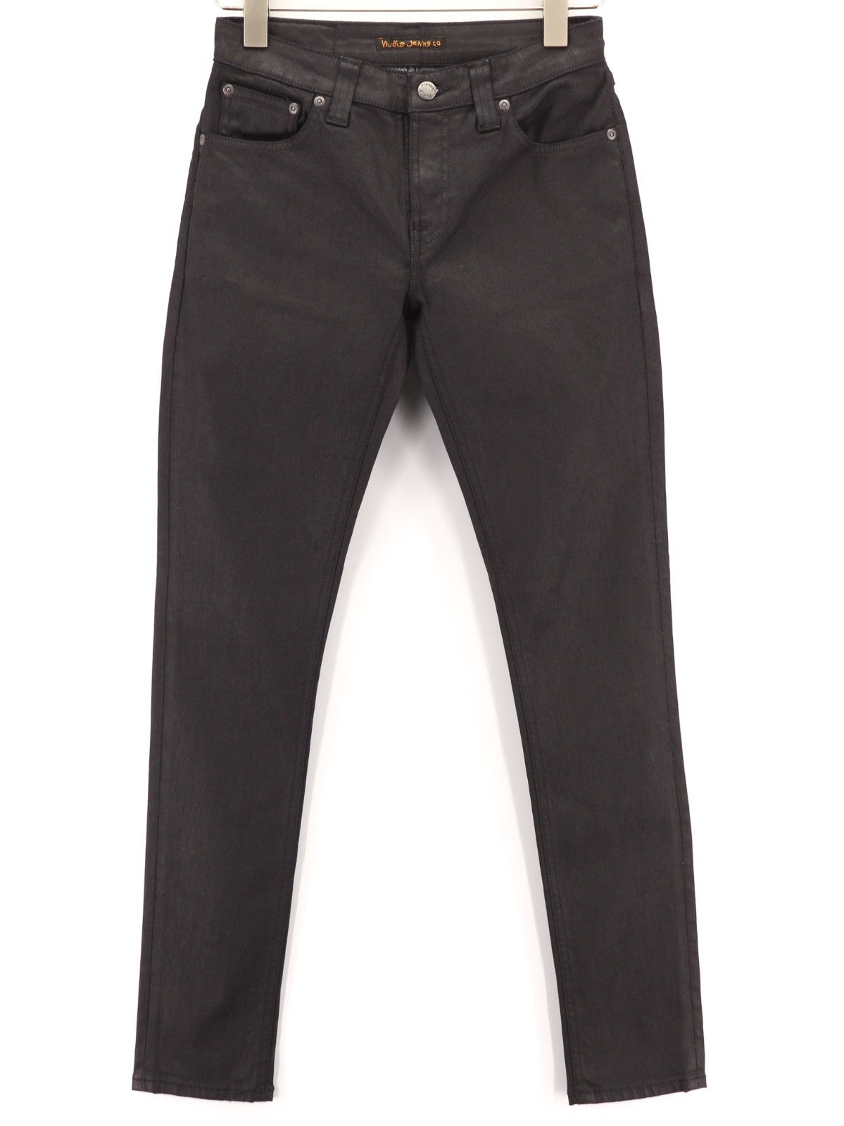 NUDIE JEANS Skinny Lin Men's Jeans W28/L32 Black In Black Coated Cotton Zip